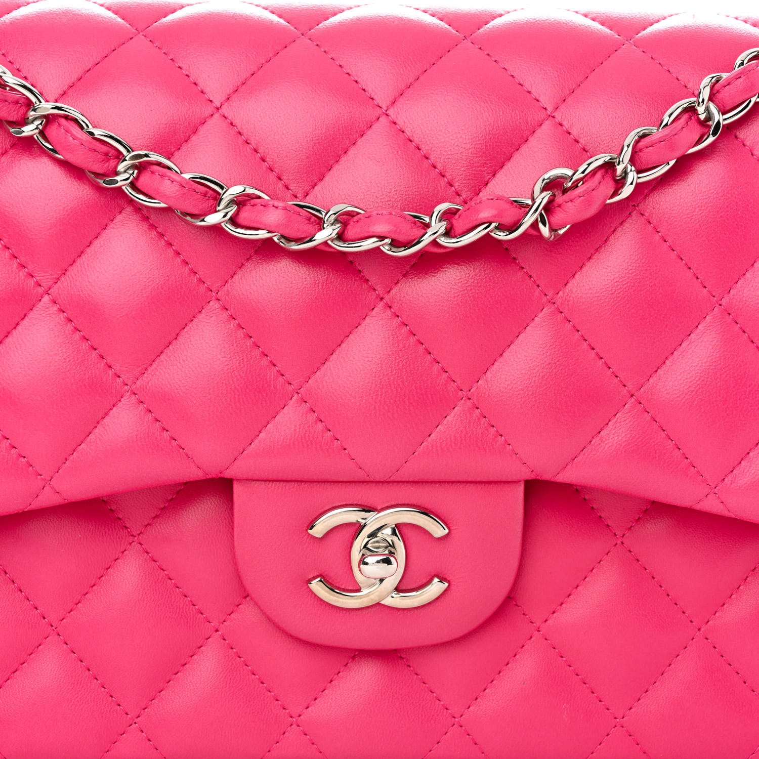 Chanel Lambskin Quilted Jumbo Double Flap Dark Pink 8 of 11