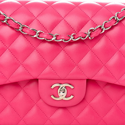Chanel Lambskin Quilted Jumbo Double Flap Dark Pink 8 of 11