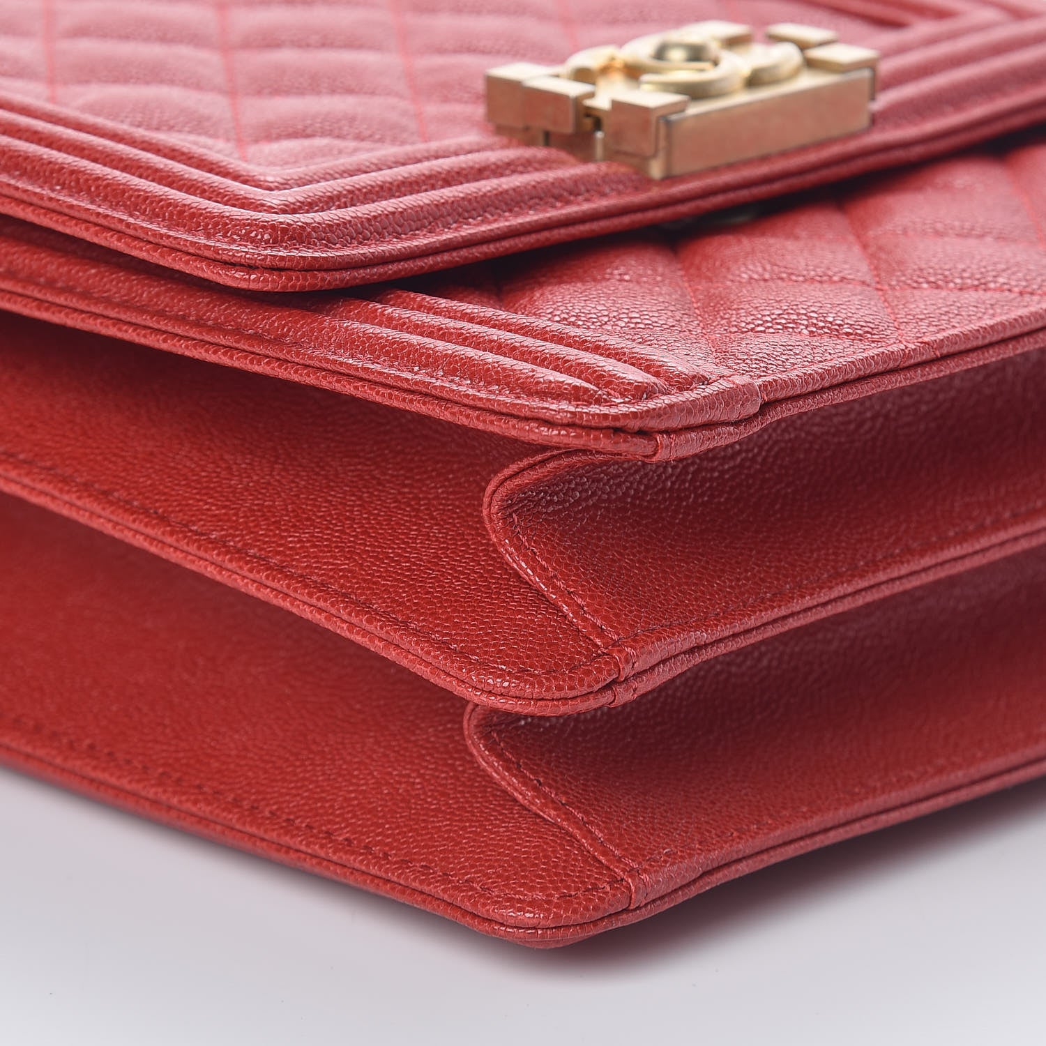 Chanel Caviar Quilted North South Boy Flap Red 8 of 8