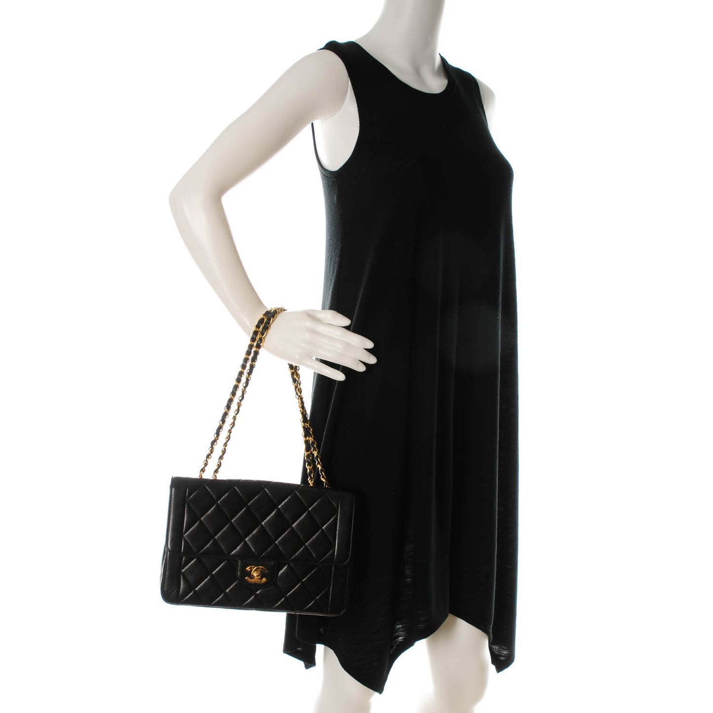 Lambskin Quilted Medium Single Flap Black