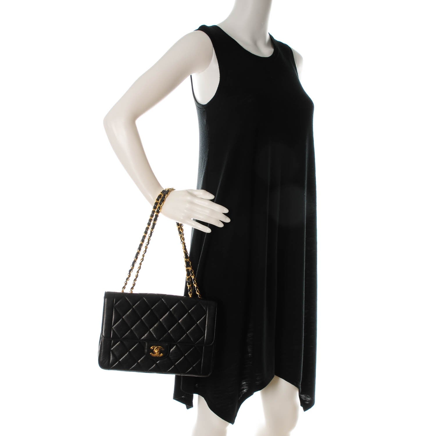 Chanel Lambskin Quilted Medium Single Flap Black 2 of 9