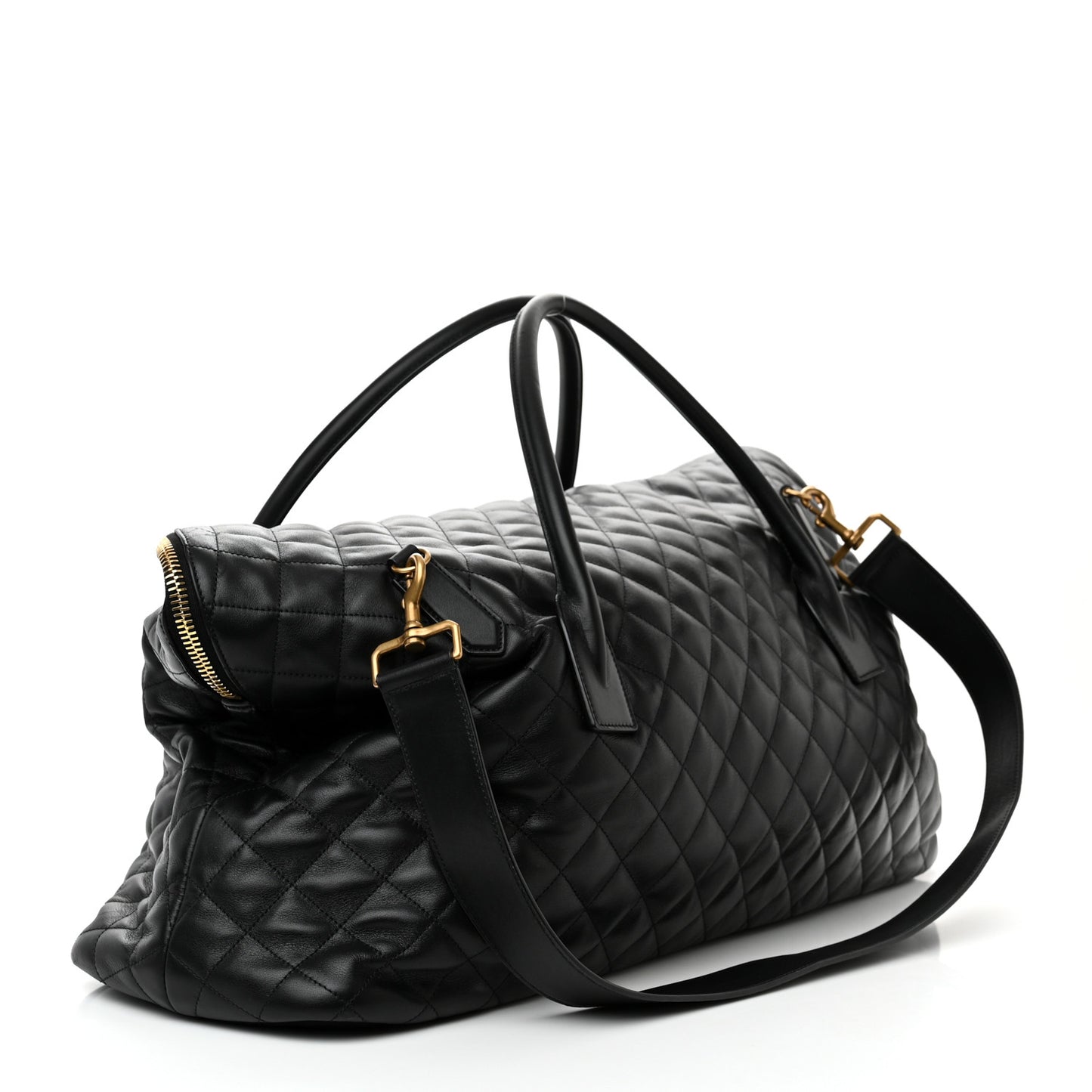 Calfskin Quilted ES Giant Travel Bag Black