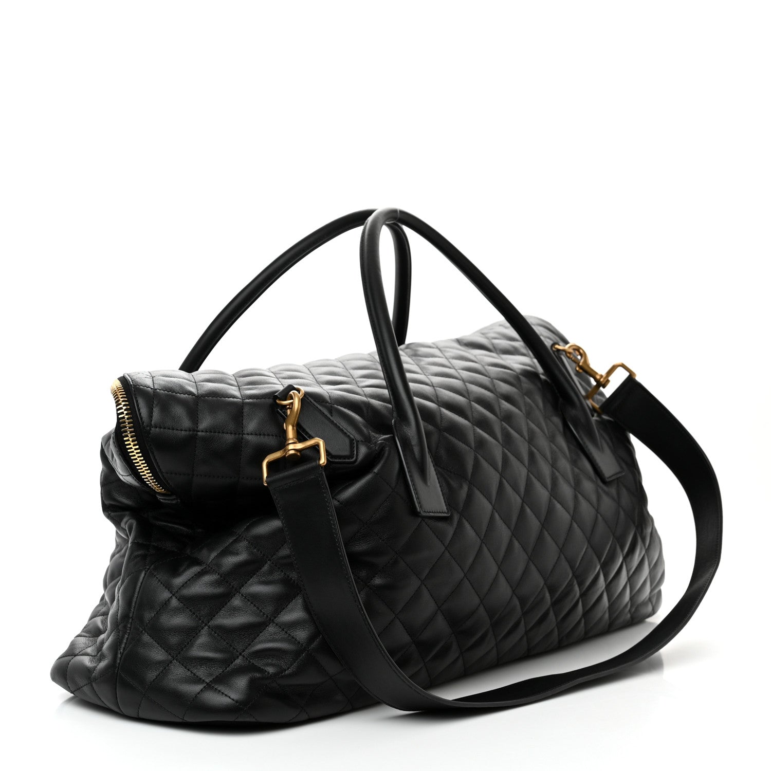 Saint Laurent Calfskin Quilted ES Giant Travel Bag Black 3 of 15