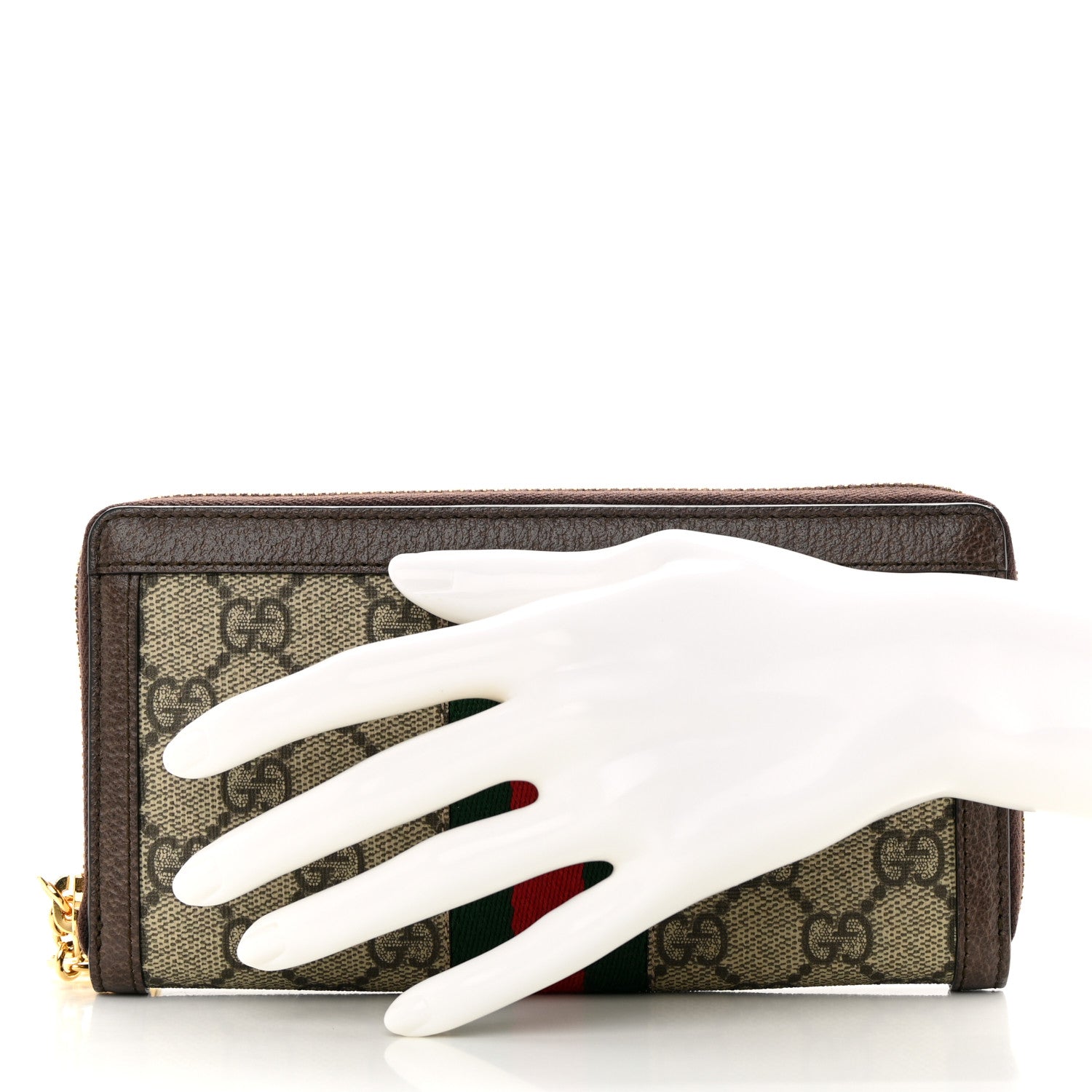 Gucci GG Supreme Monogram Web Ophidia Zip Around Wallet Brown 2 of 8