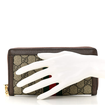Gucci GG Supreme Monogram Web Ophidia Zip Around Wallet Brown 2 of 8