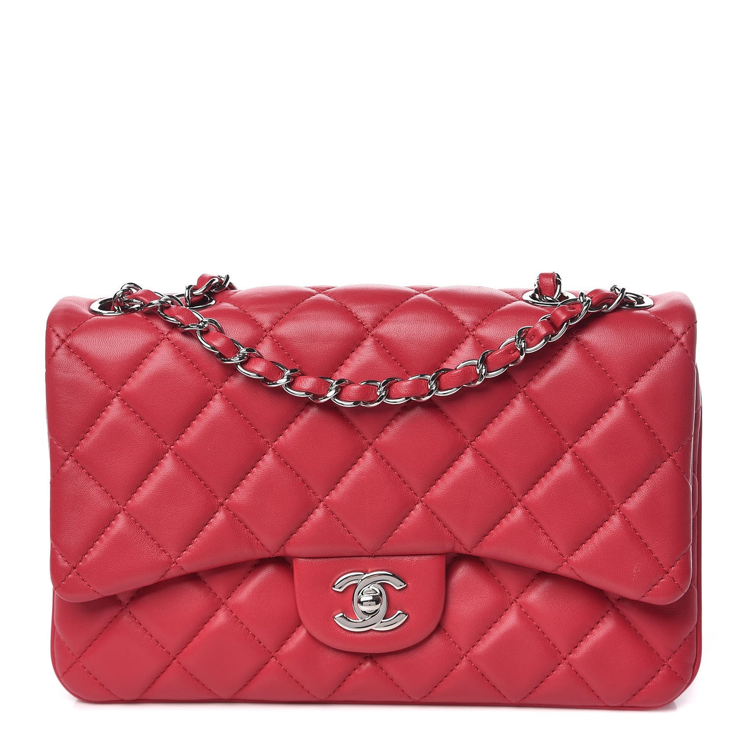 Lambskin Quilted Medium 3 Flap Dark Pink