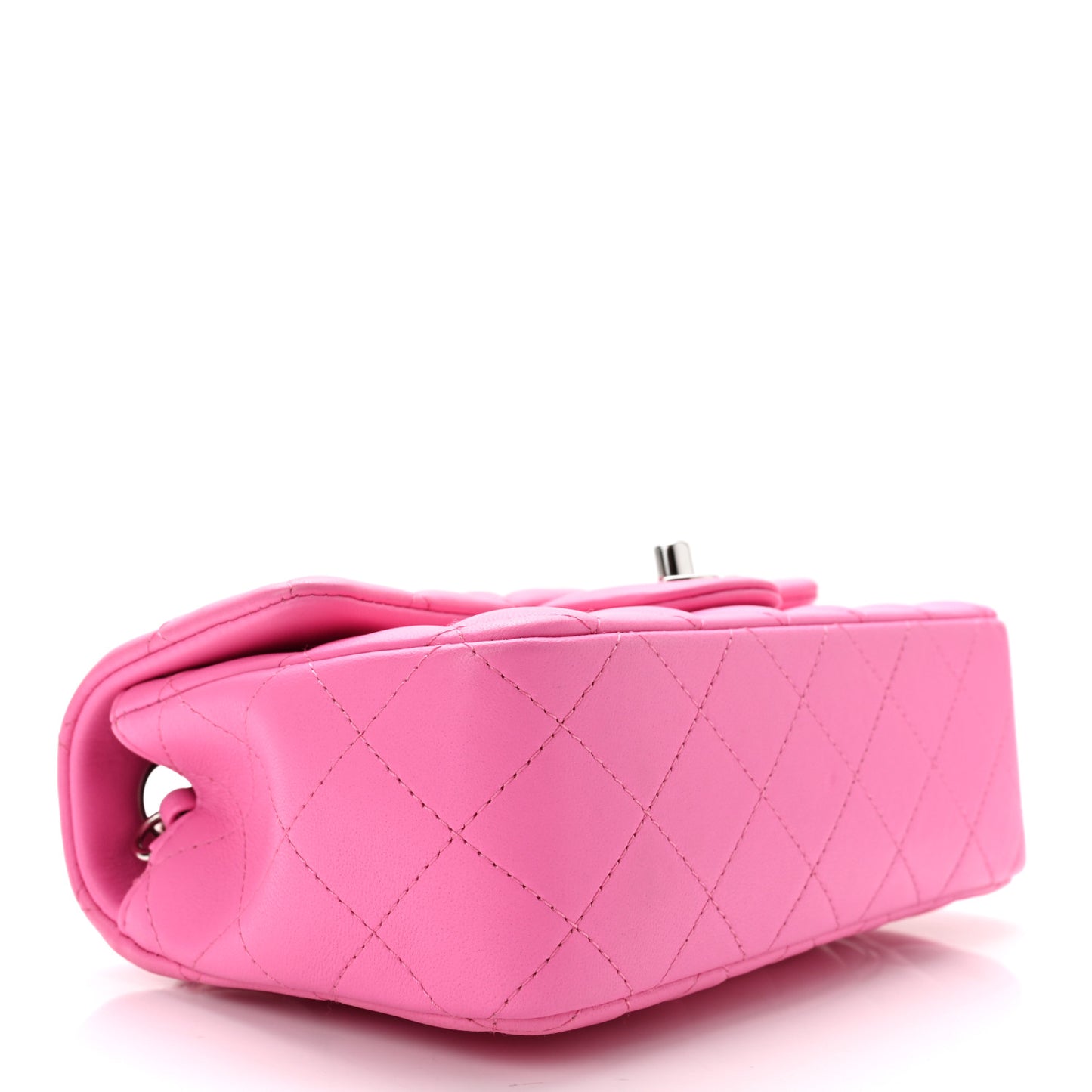Lambskin Quilted Mini Rectangular Flap Neon Pink