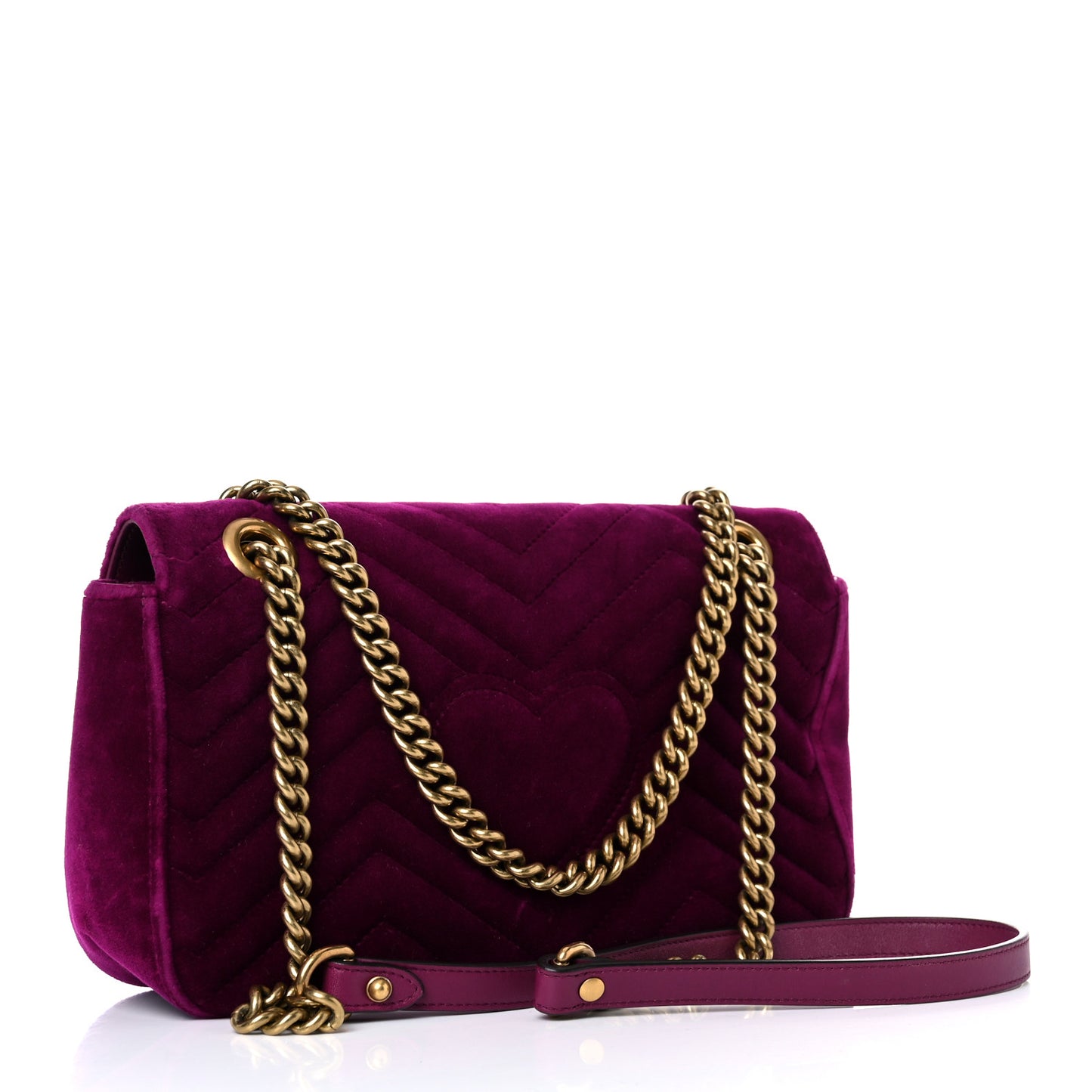 Velvet Matelasse Small GG Marmont Shoulder Bag Fuchsia Violet Cyclamen