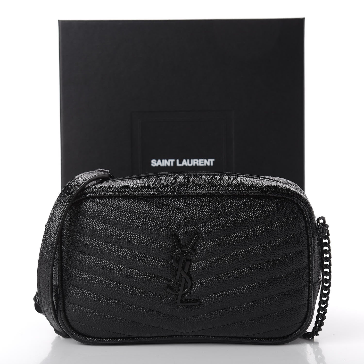 Saint Laurent Grain De Poudre Matelasse Monogram Mini Lou Camera Bag Black 12 of 12