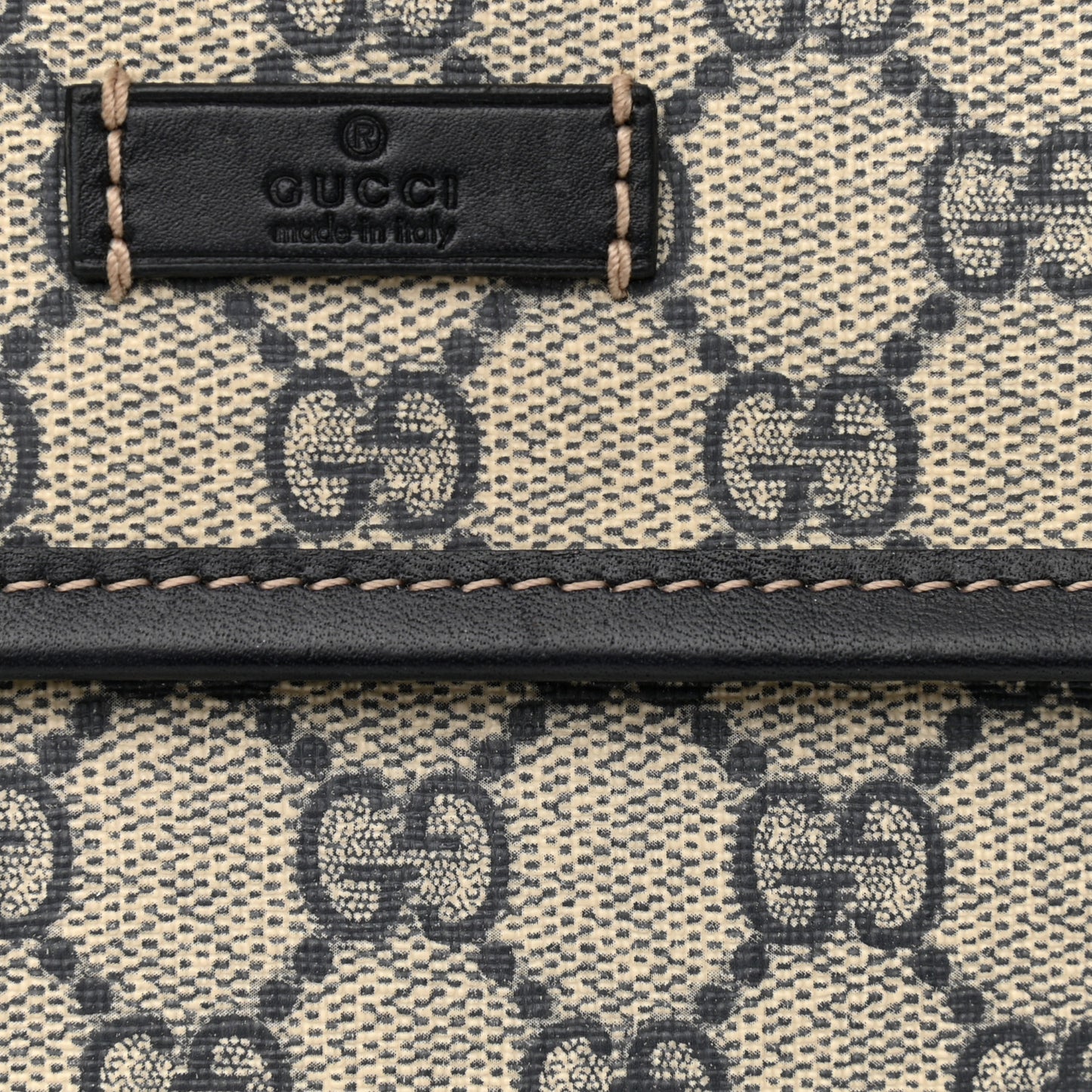 GG Plus Monogram Sellieria Calfskin Small Flap Messenger Bag Beige Blue