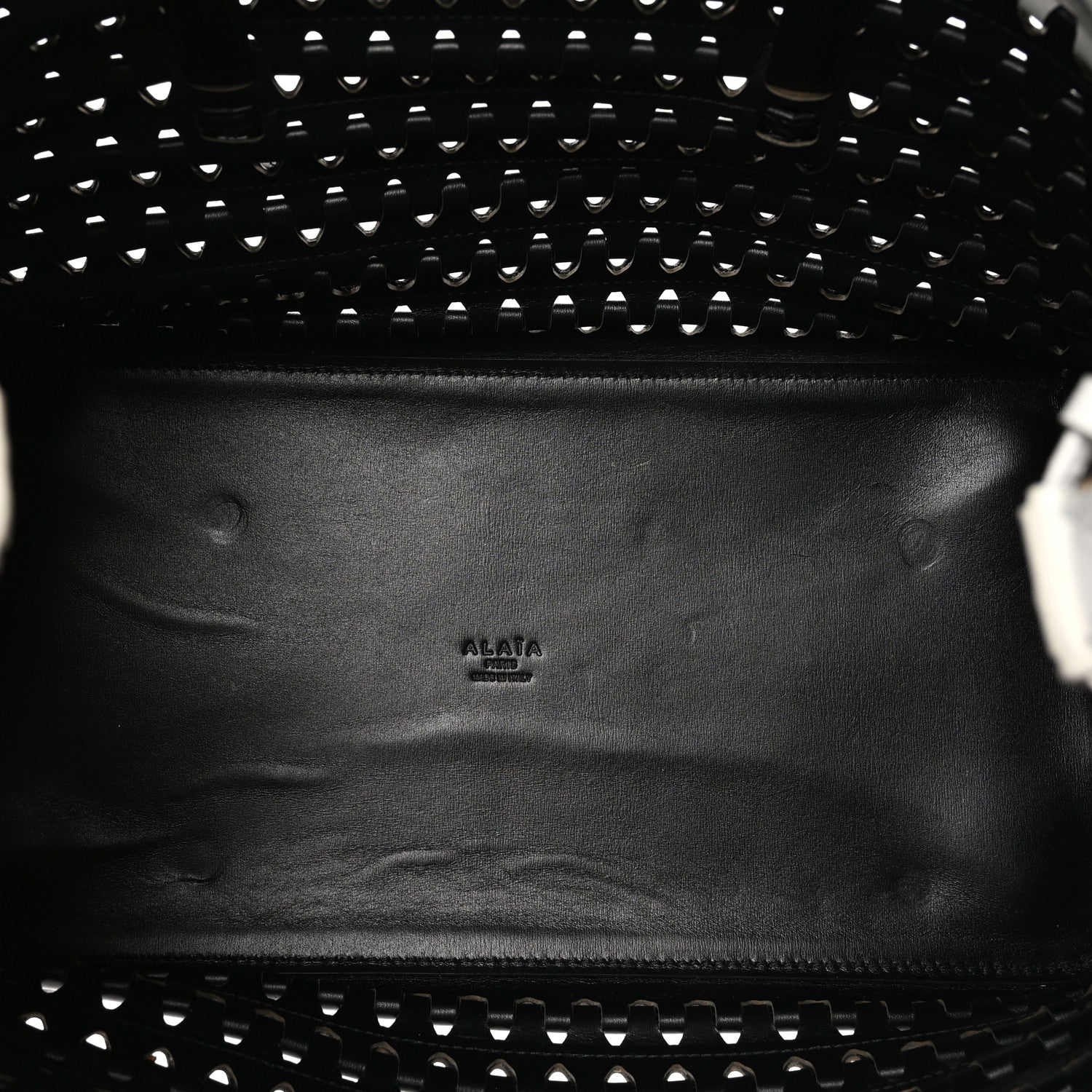 Alaia Woven Calfskin Mina Tote Black White 5 of 9