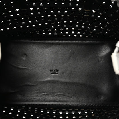 Alaia Woven Calfskin Mina Tote Black White 5 of 9