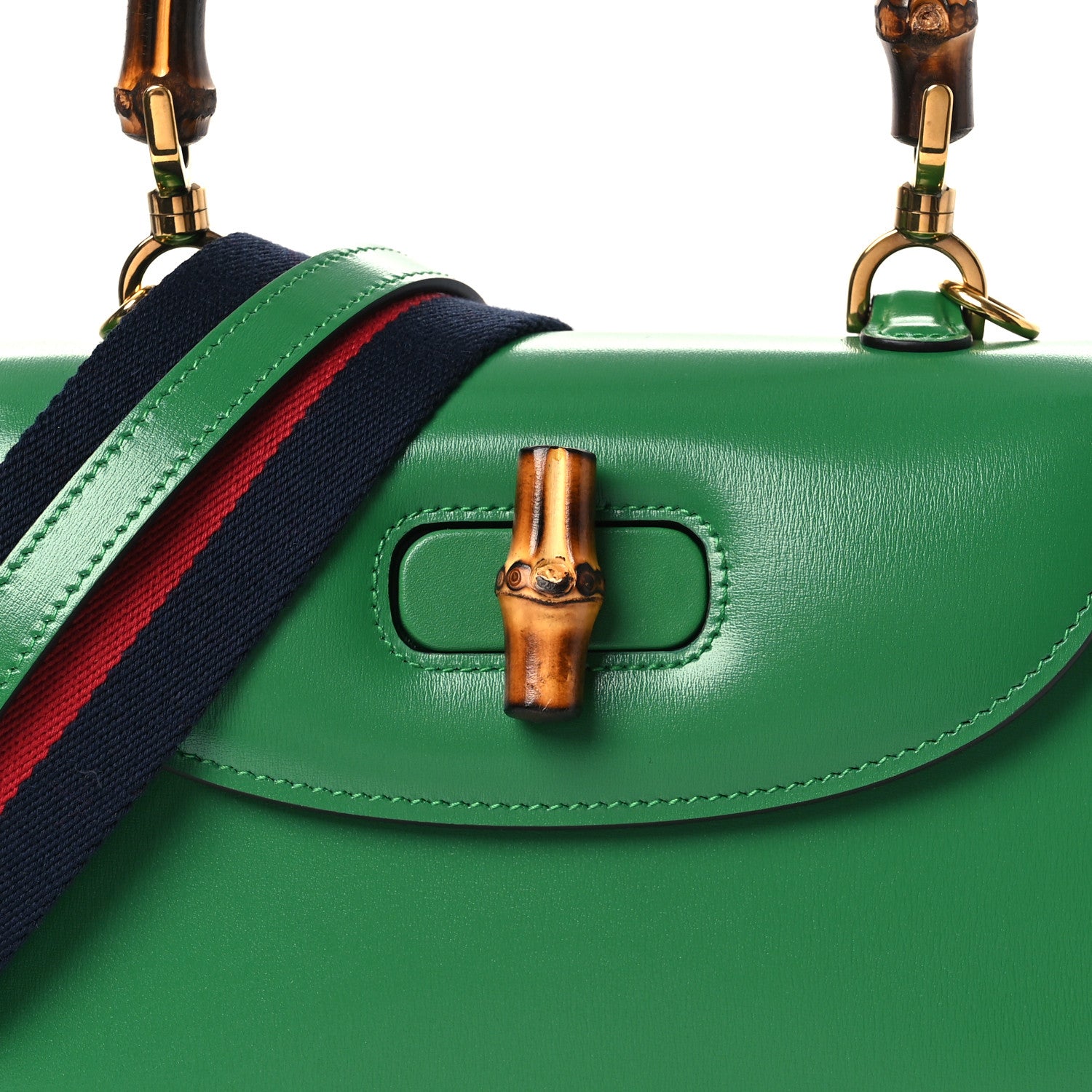 Gucci Boarded Dyana Lux Calfskin Web Small Bamboo 1947 Top Handle
