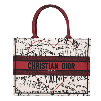 Christian Dior Canvas Embroidered Medium Dioramour Graffiti Book Tote Latte Multicolor 1 of 11