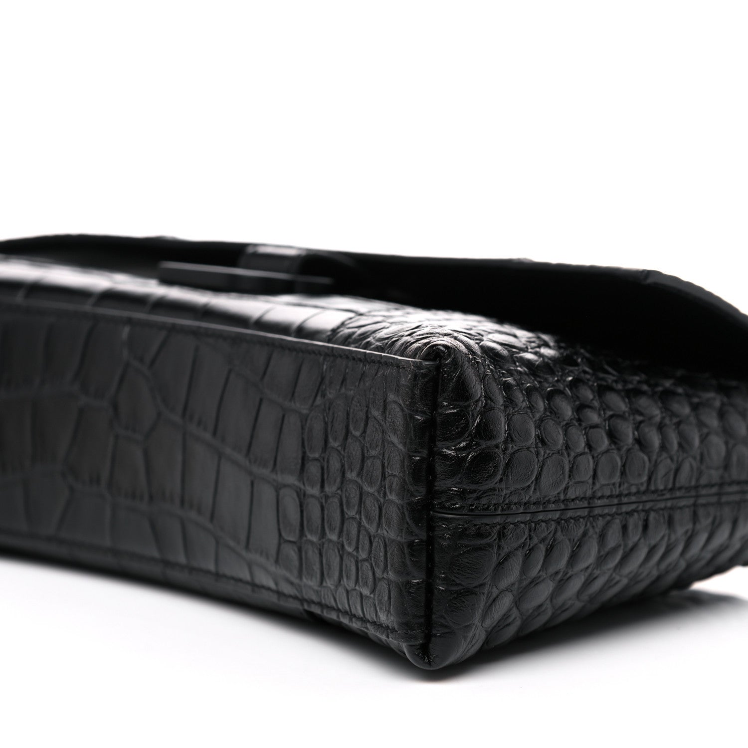 Balenciaga Extra Supple Calfskin Crocodile Embossed Monochrome XS Downtown Shoulder Bag Black 9 of 10