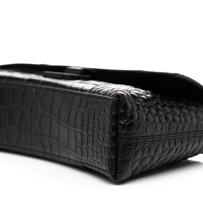 Balenciaga Extra Supple Calfskin Crocodile Embossed Monochrome XS Downtown Shoulder Bag Black 9 of 10