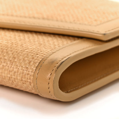 Saint Laurent Micro Raffia Monogram Uptown Chain Wallet Natural Hay Blush 13 of 16