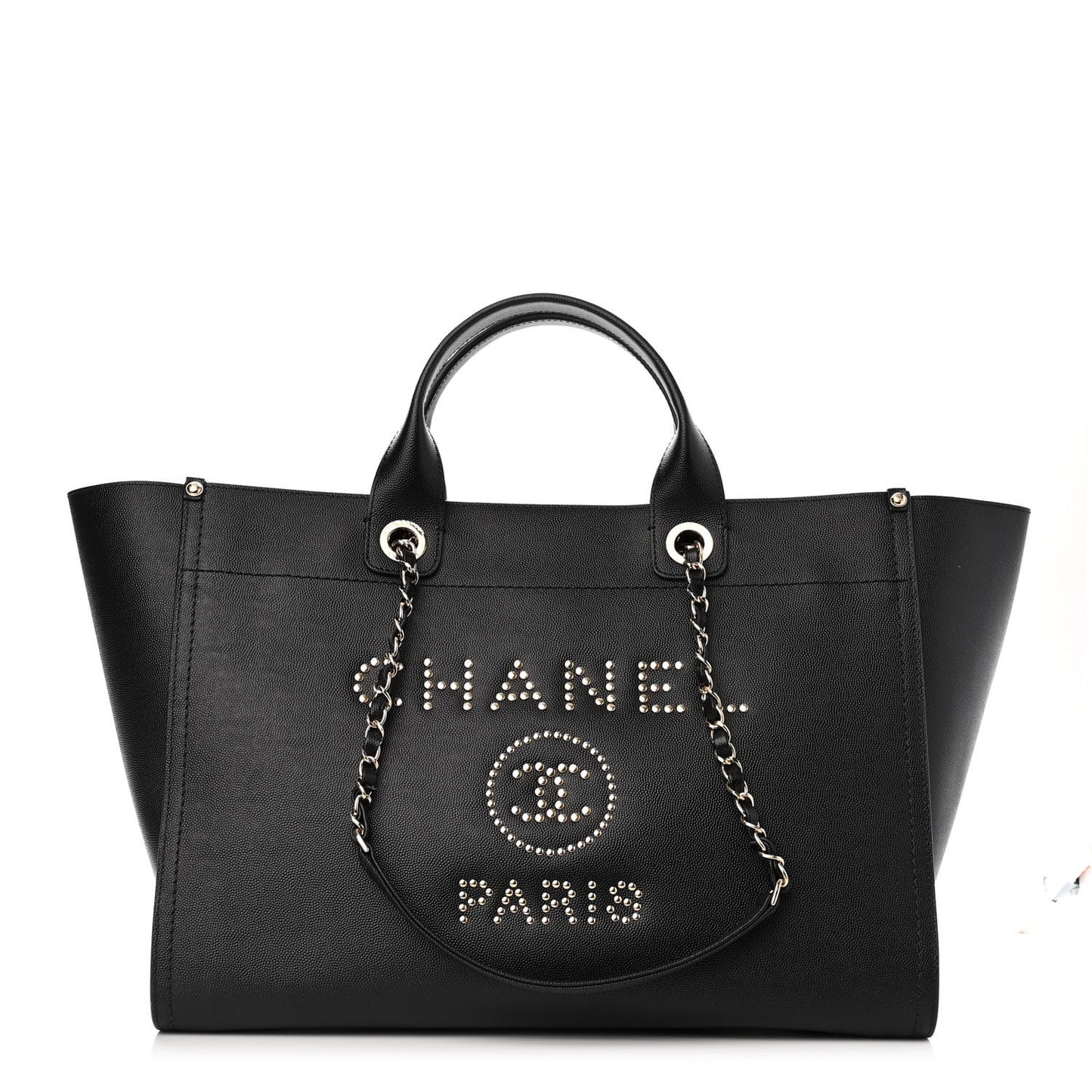 Caviar Medium Studded Deauville Tote Black