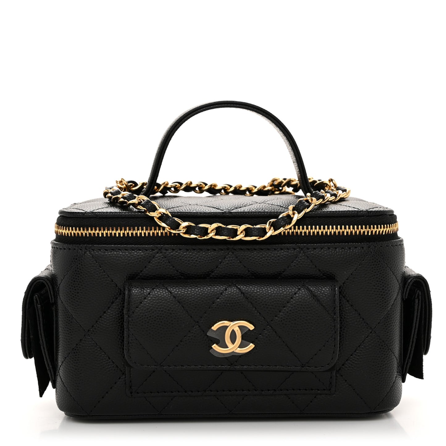 Caviar Quilted Polly Pocket East West Top Vanity With Chain Black