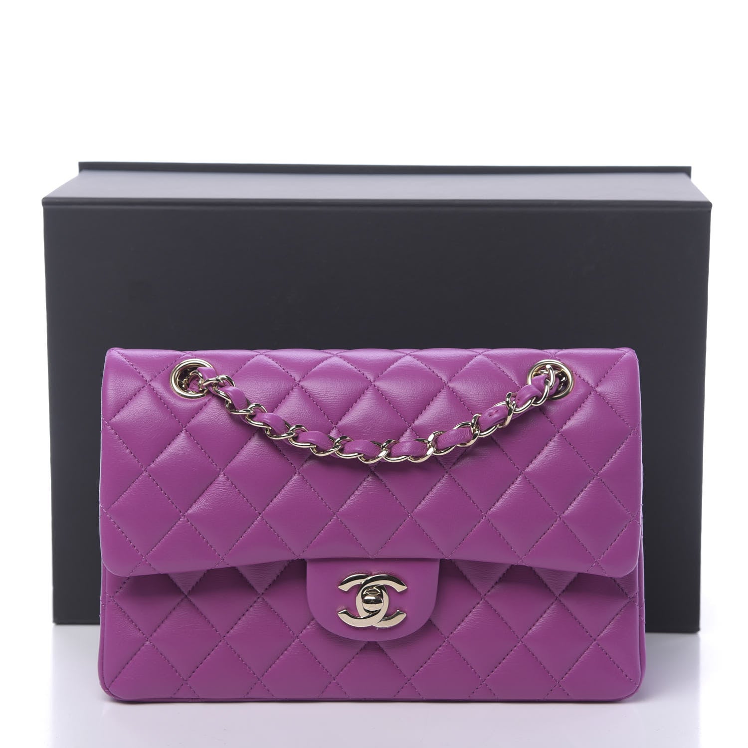Chanel Lambskin Quilted Small Double Flap Purple 11 of 11