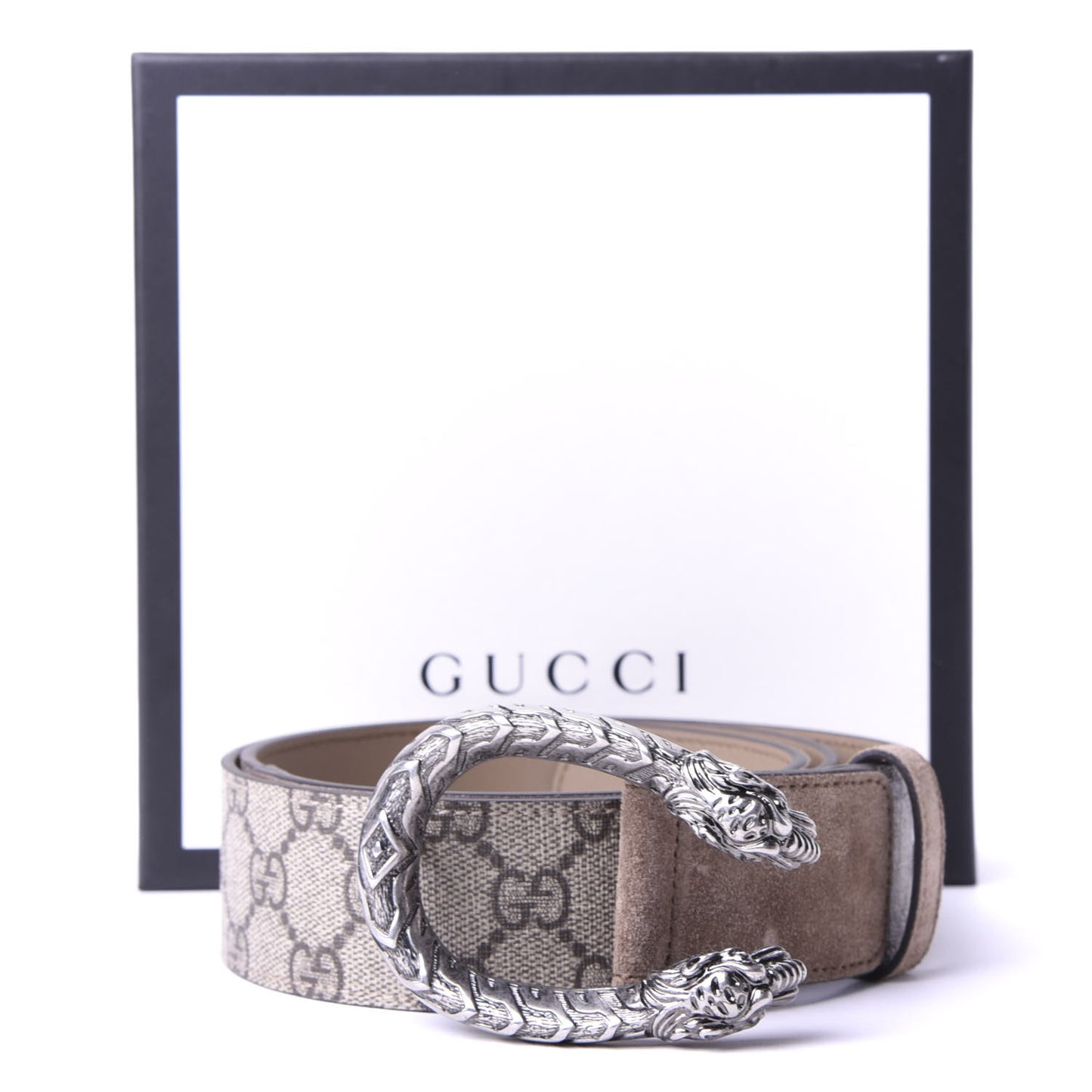 GG Supreme Monogram Suede Dionysus 40mm Belt 85 34 Beige Taupe