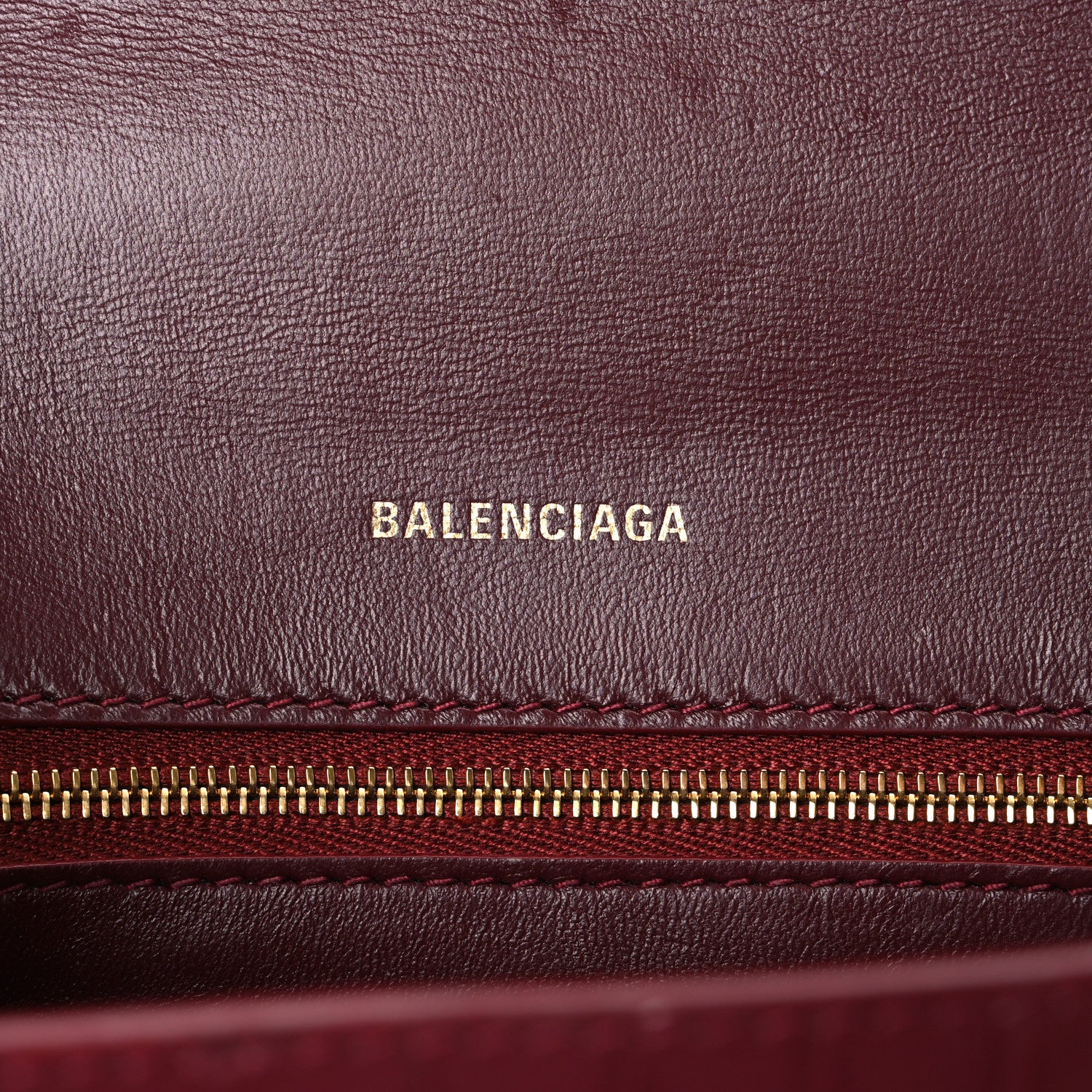Balenciaga Shiny Calfskin Crocodile Embossed Small Hourglass Top Handle Bag Dark Red 6 of 11