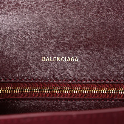 Balenciaga Shiny Calfskin Crocodile Embossed Small Hourglass Top Handle Bag Dark Red 6 of 11