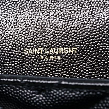 Saint Laurent Grain De Poudre Matelasse Chevron Large Monogram Satchel Black 5 of 9