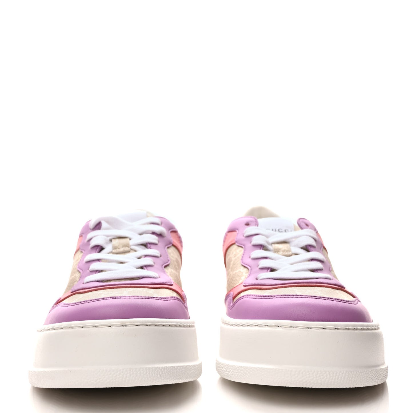 Calfskin GG Supreme Monogram Perforated Womens Platform 55mm Sneakers 38 Wild Cherry Beige Mystic White Bright Purple