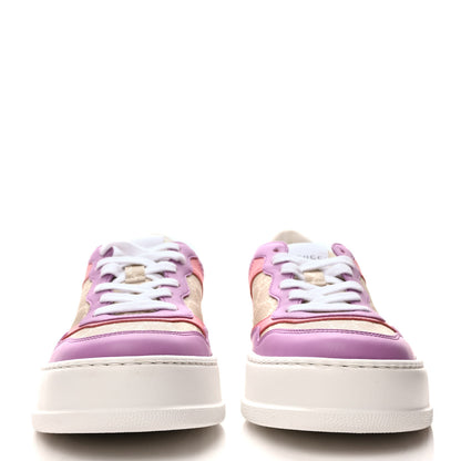Gucci Calfskin GG Supreme Monogram Perforated Womens Platform 55mm Sneakers 38 Wild Cherry Beige Mystic White Bright Purple 2 of 9