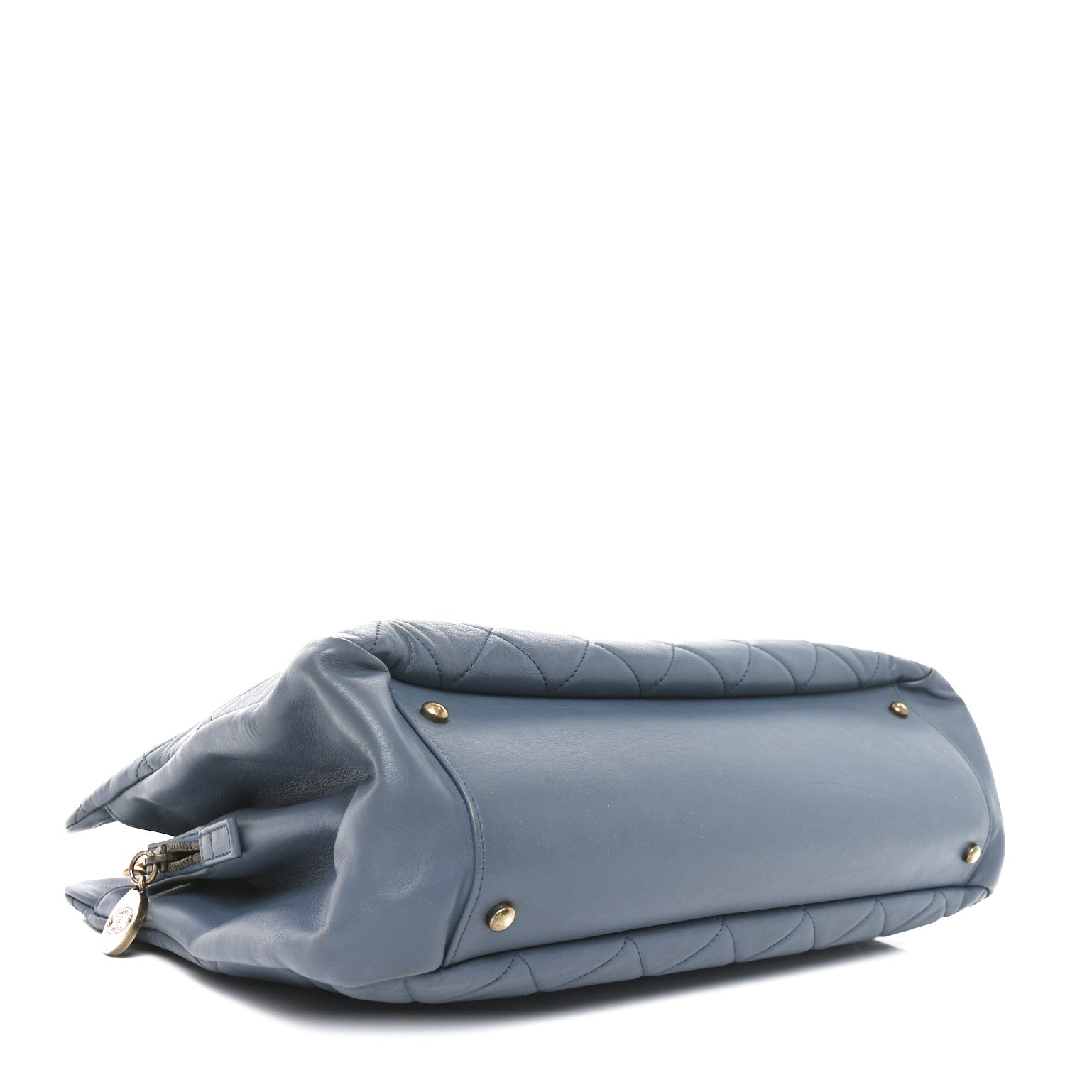 Chanel Calfskin Quilted Small CC Crown Tote Blue 4 of 10