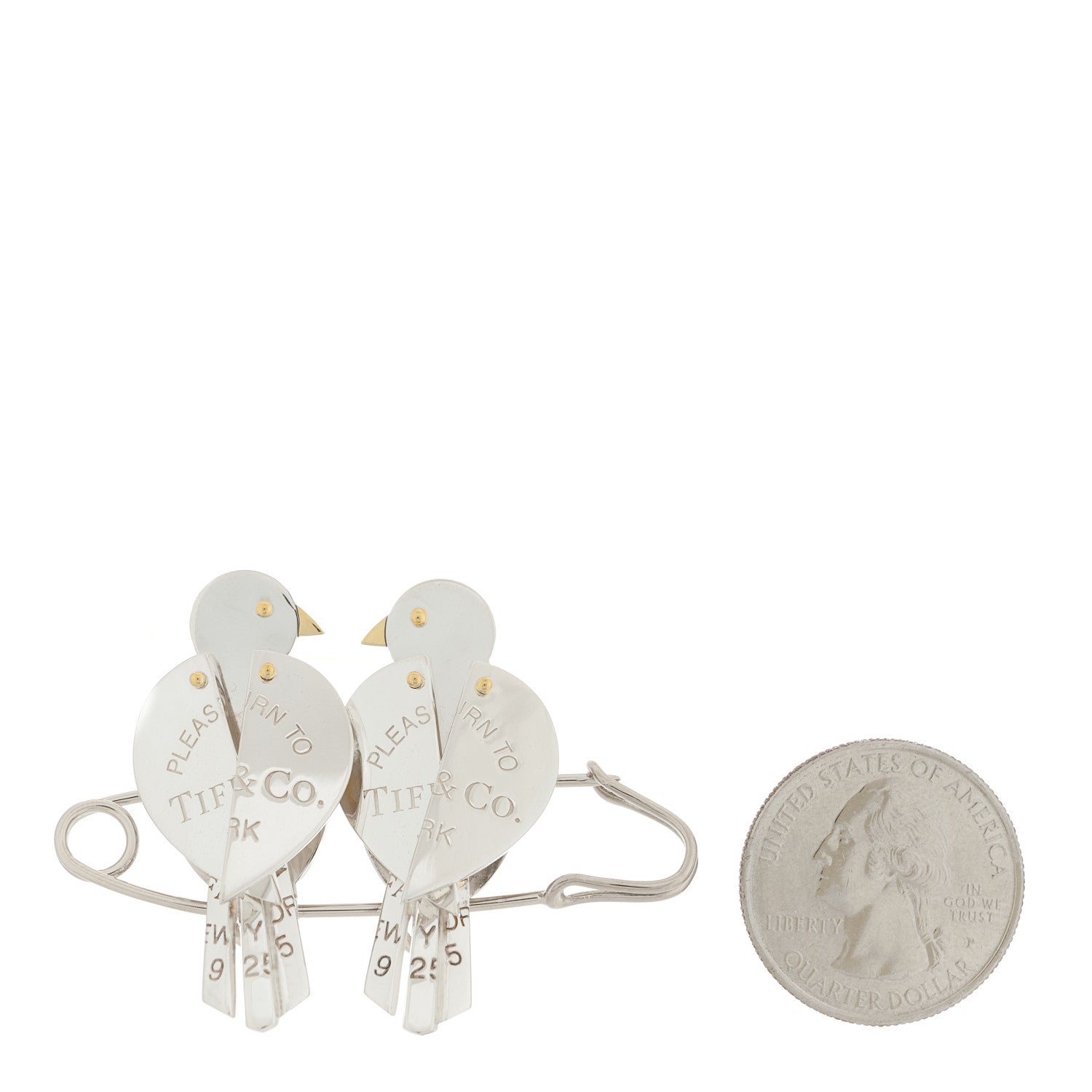 Tiffany Sterling Silver 18K Yellow Gold Return to Tiffany Love Bugs Bird Brooch Pin 2 of 4