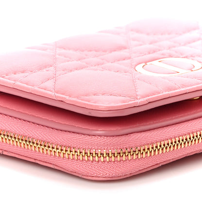 Christian Dior Grained Calfskin Supple Cannage Caro Compact Zipped Wallet Pink 8 of 10