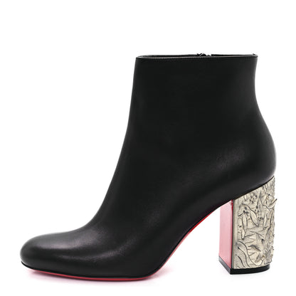 Christian Louboutin Calfskin Bas Relief Pietra 85 Ankle Boots 38.5 Black 1 of 10