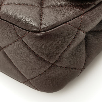 Chanel Lambskin Wenge Quilted Mini Fashion Wood Square Flap Brown 11 of 13