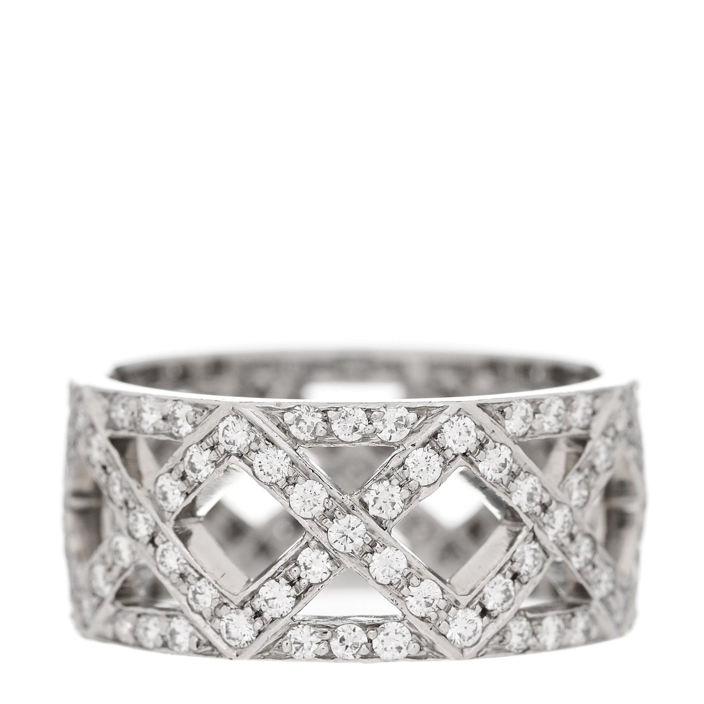 Platinum Diamond Braided Wide Band Ring 49 4.75