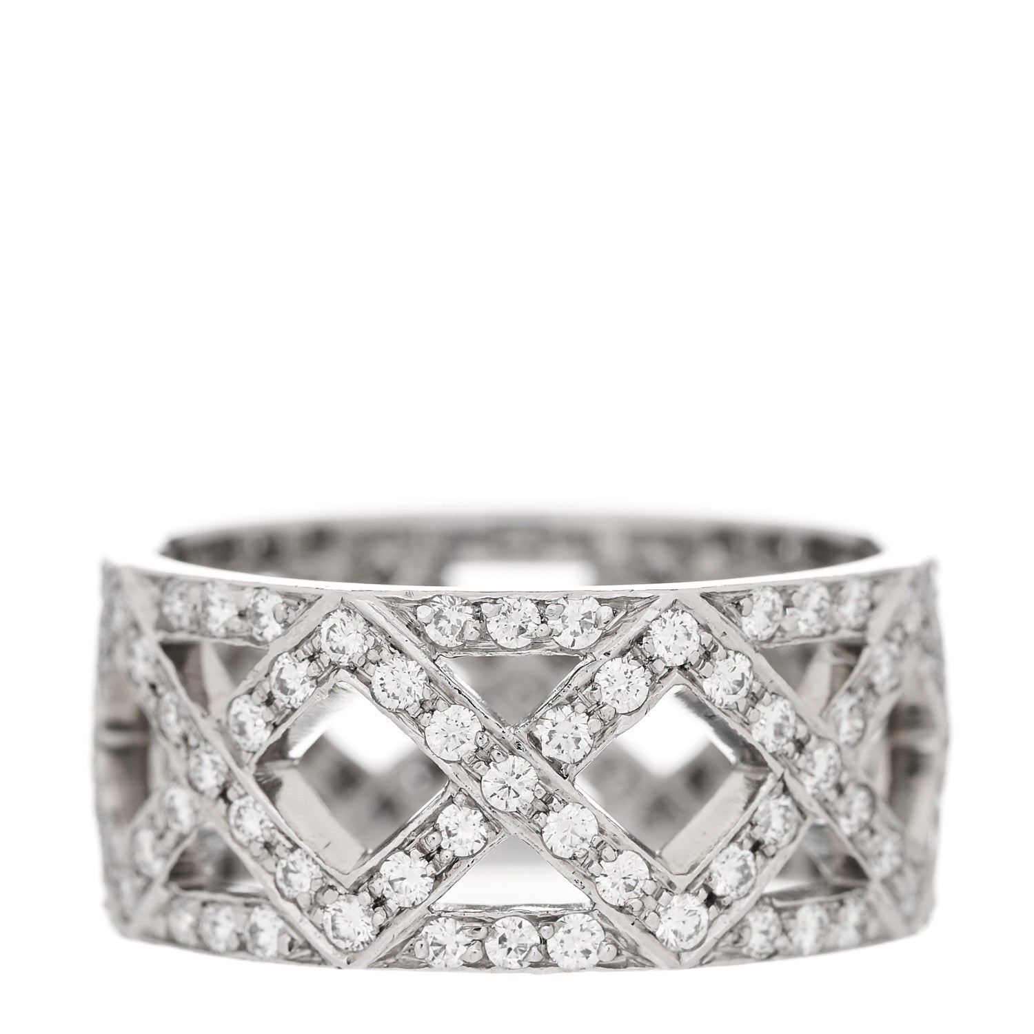 Tiffany Platinum Diamond Braided Wide Band Ring 49 4.75 1 of 4