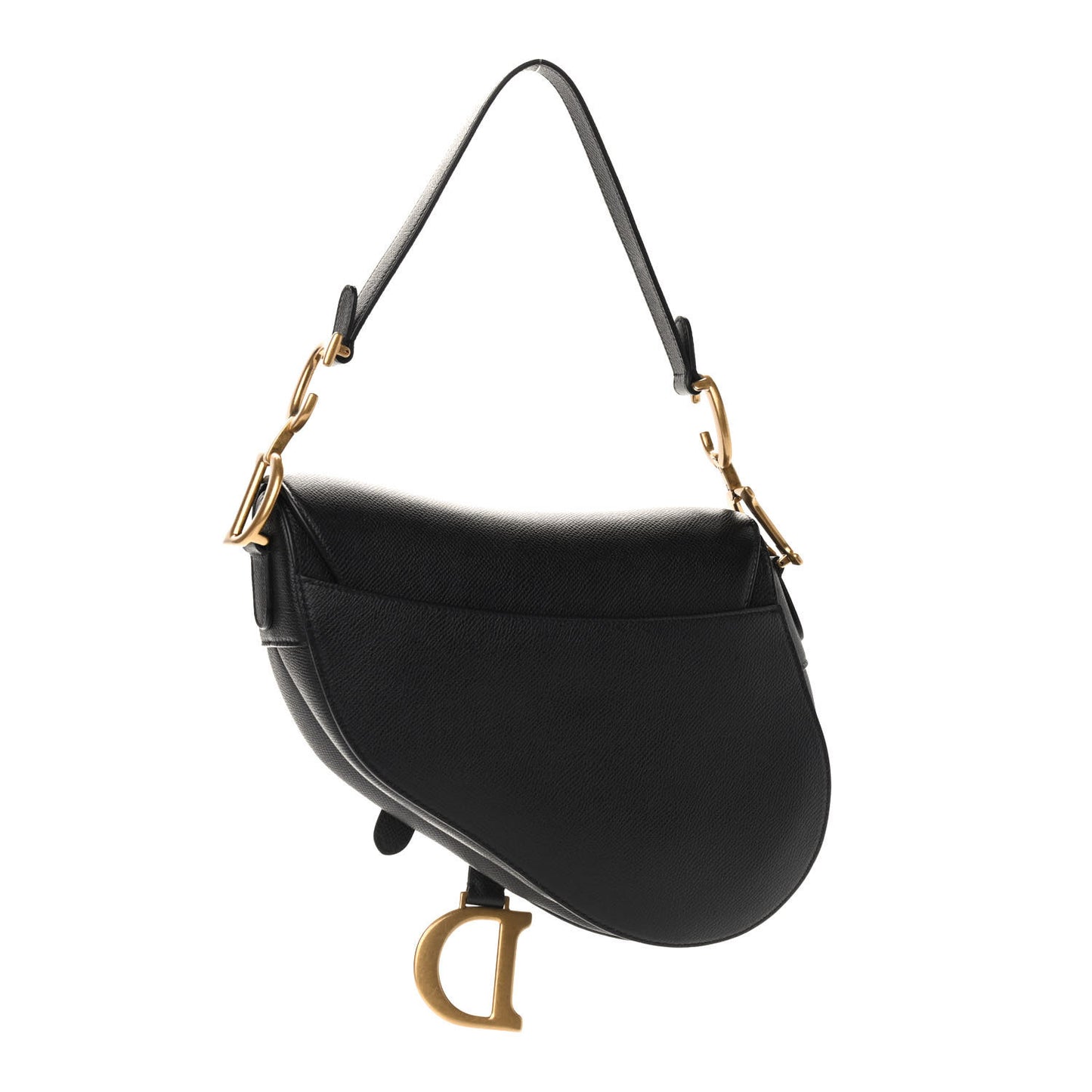 Grained Calfskin Saddle Bag Black