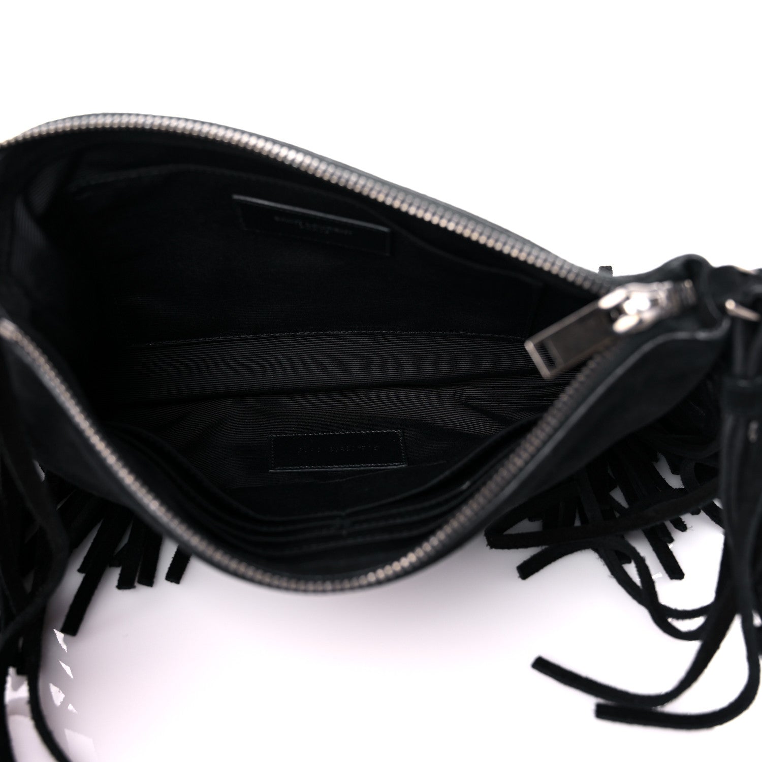 Saint Laurent Suede Calfskin Small Fringe Crossbody Bag Black 5 of 13
