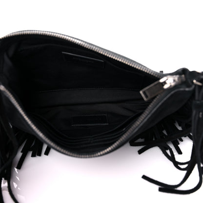 Saint Laurent Suede Calfskin Small Fringe Crossbody Bag Black 5 of 13