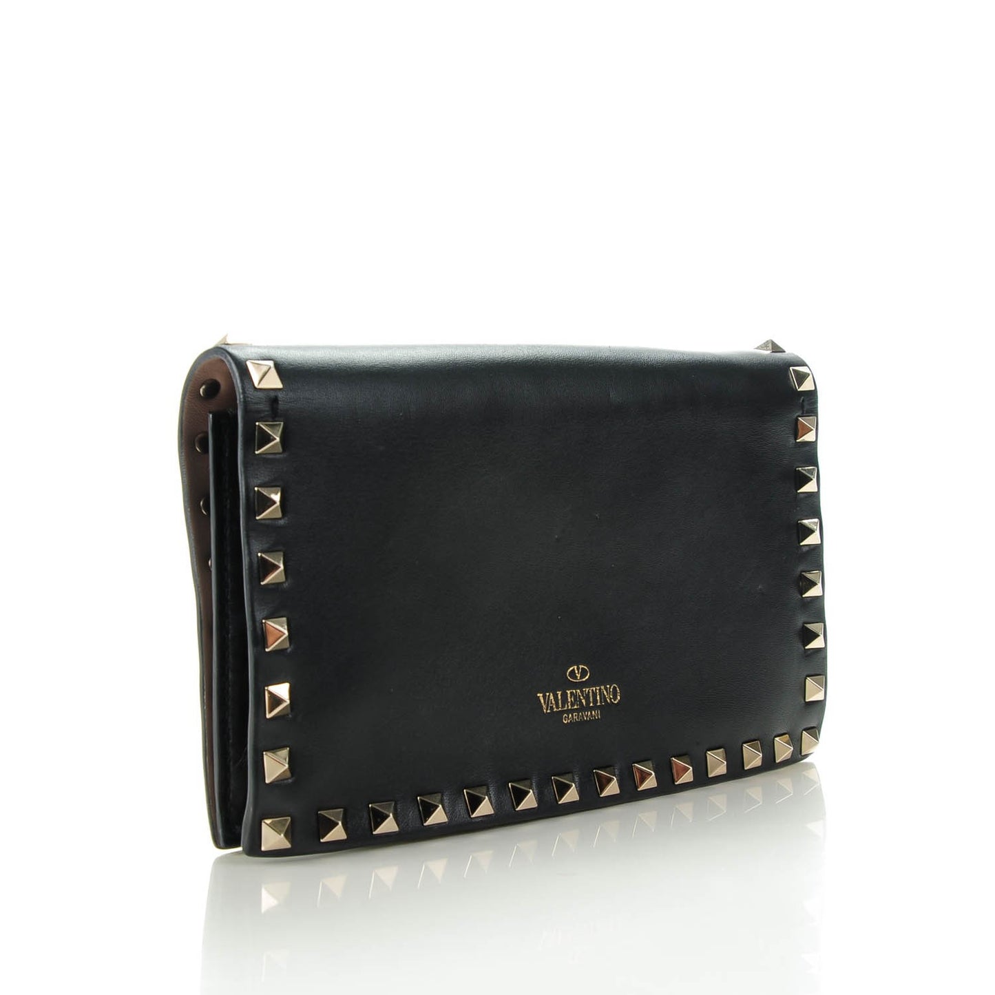 Nappa Small Rockstud Wristlet Clutch Black