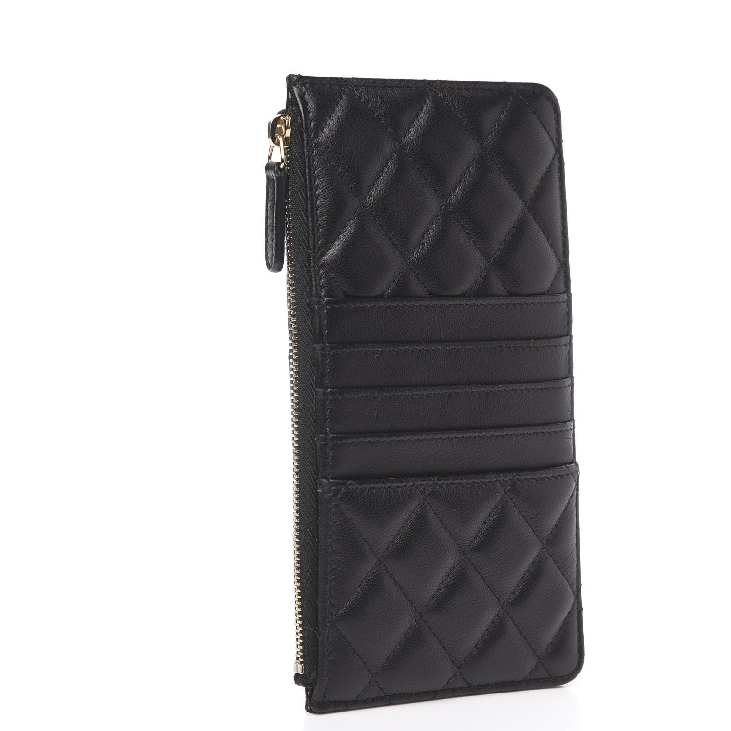 Chanel Lambskin Quilted Classic Flat Wallet Pouch Black 2 of 7