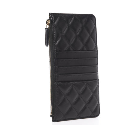 Chanel Lambskin Quilted Classic Flat Wallet Pouch Black 2 of 7