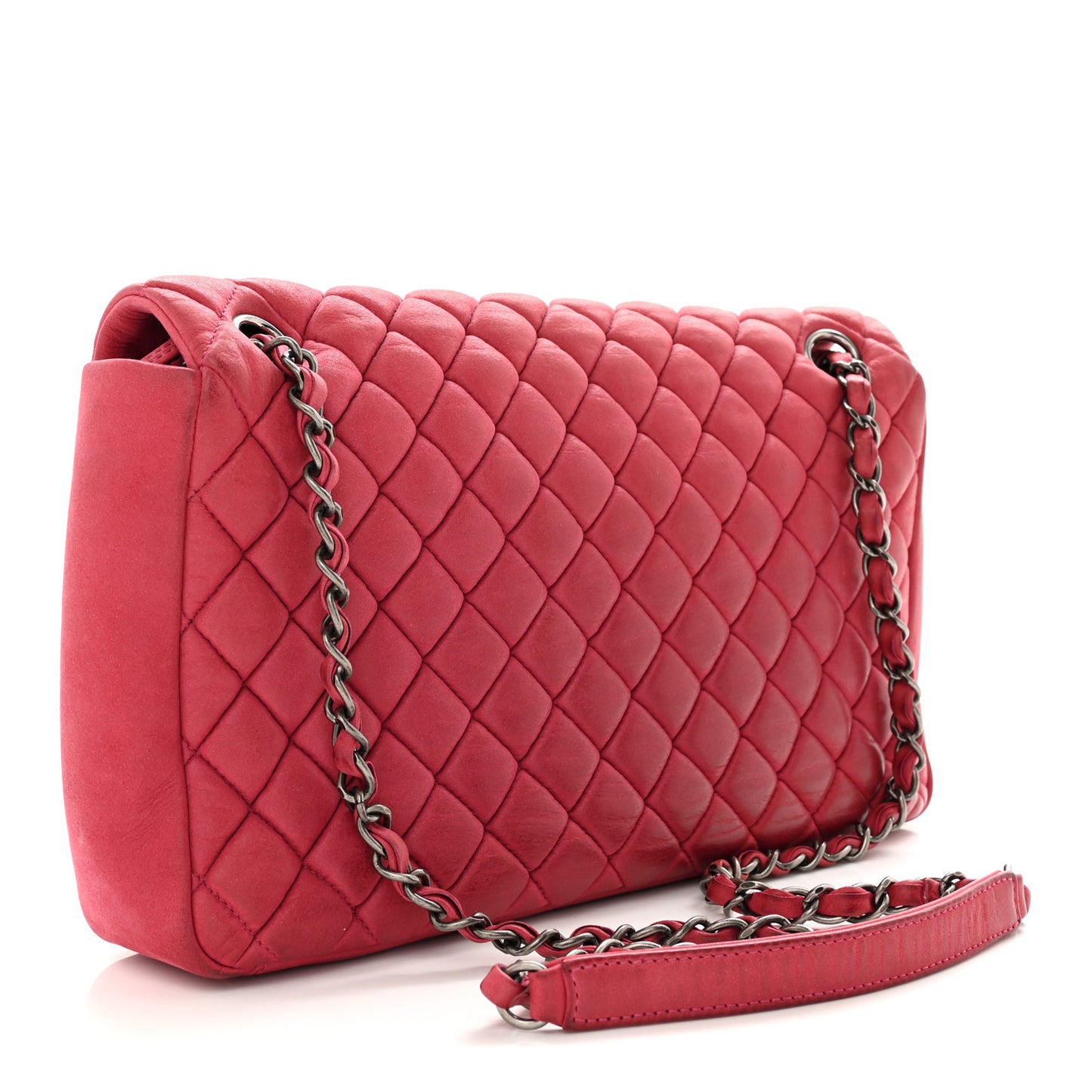 Iridescent Calfskin Small New Bubble Quilt Flap Fuchsia