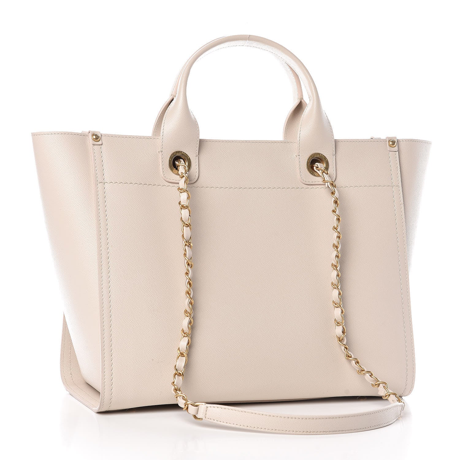 Chanel Caviar Small Studded Deauville Tote Ivory 3 of 15