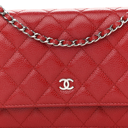 Chanel Caviar Quilted Wallet on Chain WOC Red 10 of 12