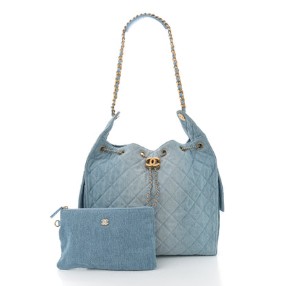Chanel Washed Denim Quilted Medium Chanel 25 Handbag Blue 3 of 11