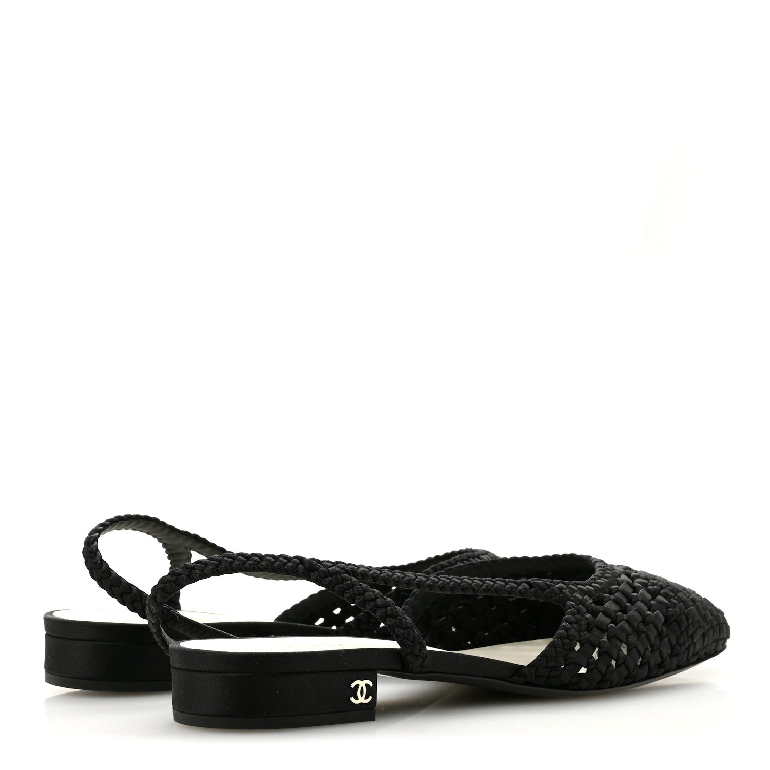 Chanel Satin Braided Slingback Flats 39.5 Black 5 of 9