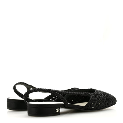 Chanel Satin Braided Slingback Flats 39.5 Black 5 of 9