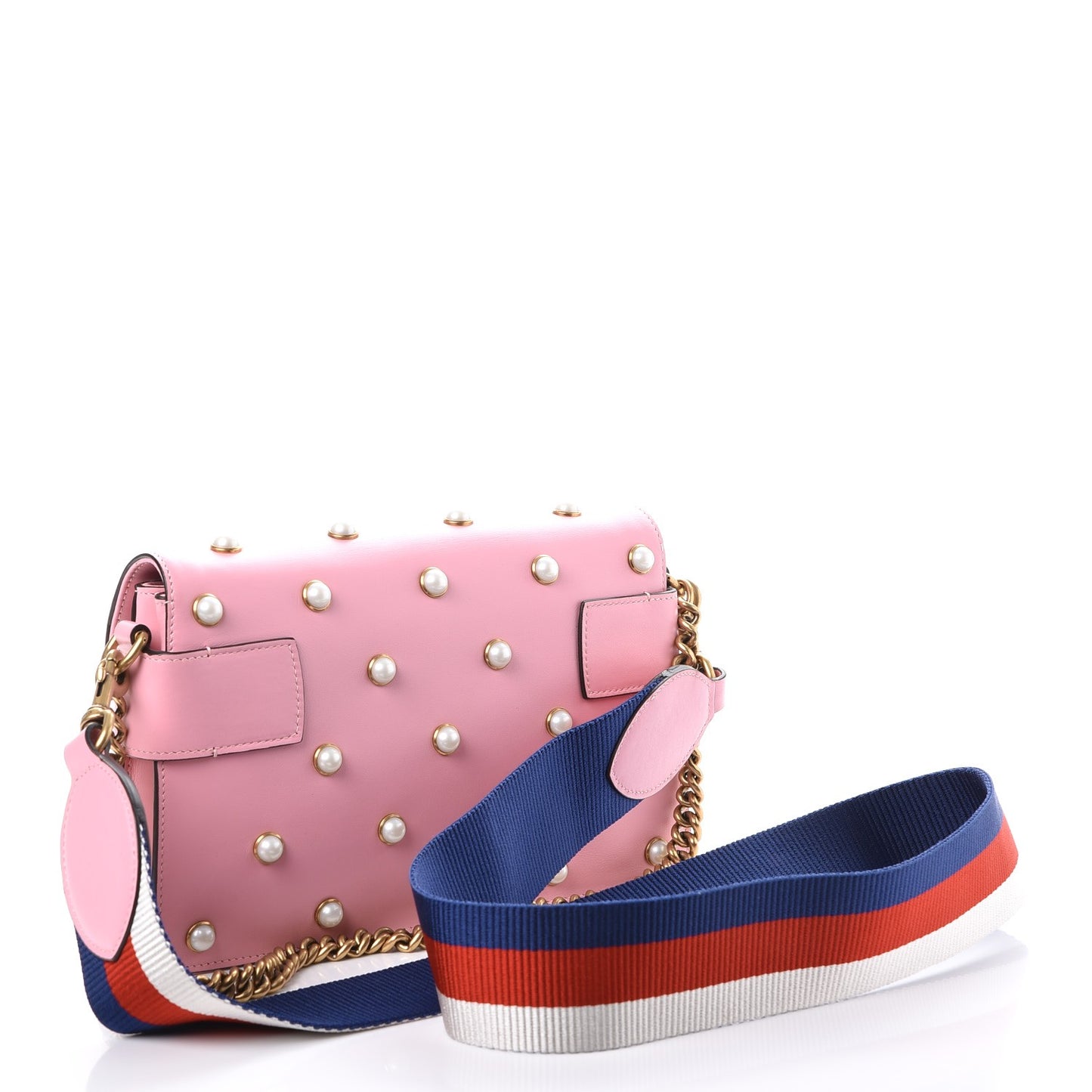 Nappa Pearl Studded Mini Queen Margaret Broadway Shoulder Bag Sugar Pink
